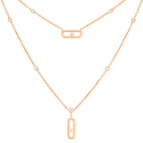 Messika Move Uno 2 Rows Rose Gold Diamond Pavé Necklace - 08852-PG  Messika