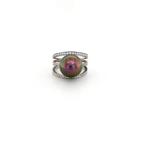 Black South Sea Pearl Diamond Ring  CH Collection