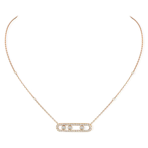 Messika Move Pavé Pink Gold Diamond Necklace  Messika