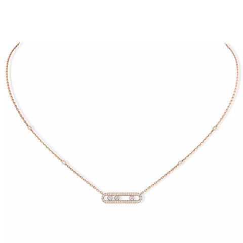 Messika Baby Move Pavé Pink Gold Diamond Necklace  Messika