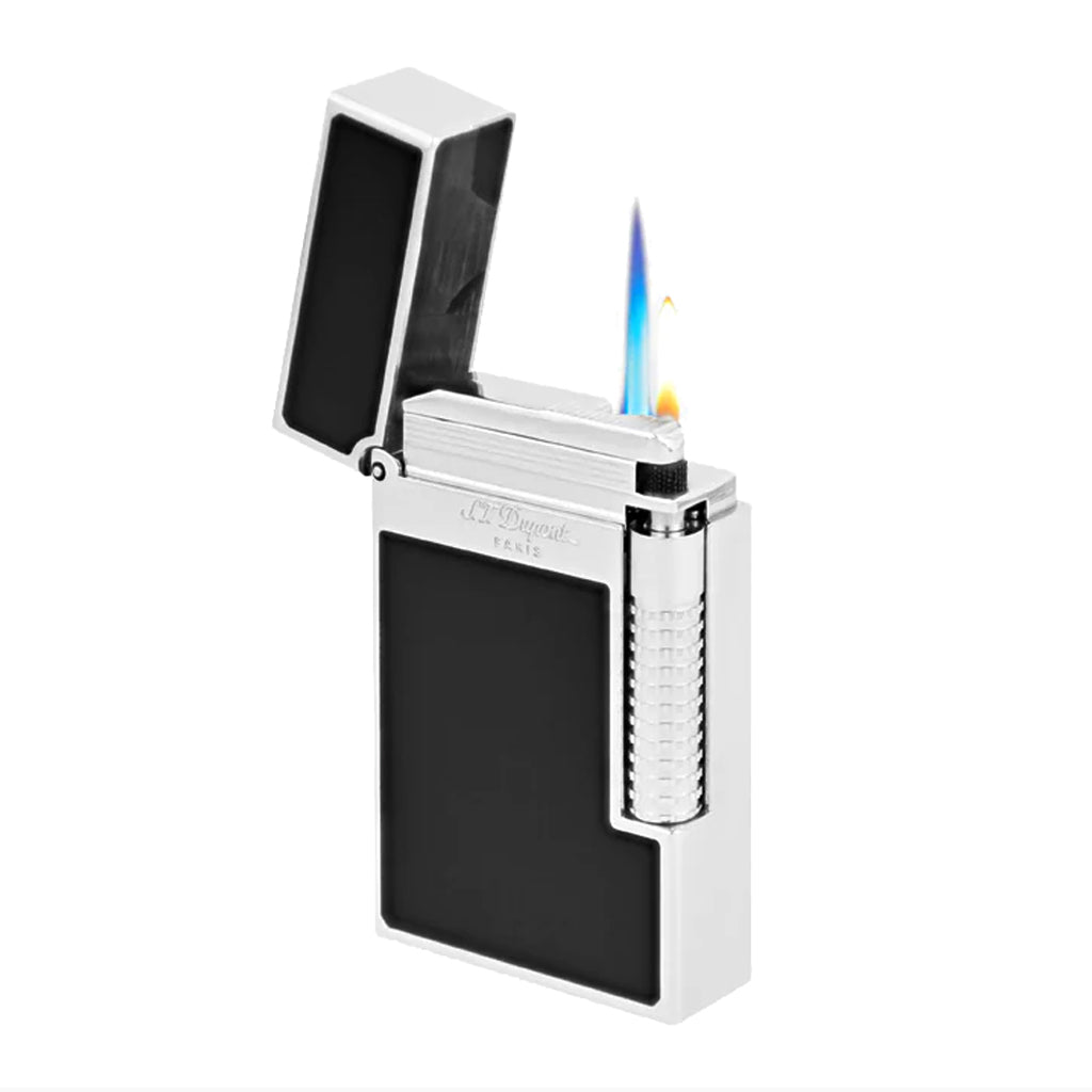 St Dupont Le New Grand Dupont Black Lacquer and Palladium Lighter  St Dupont