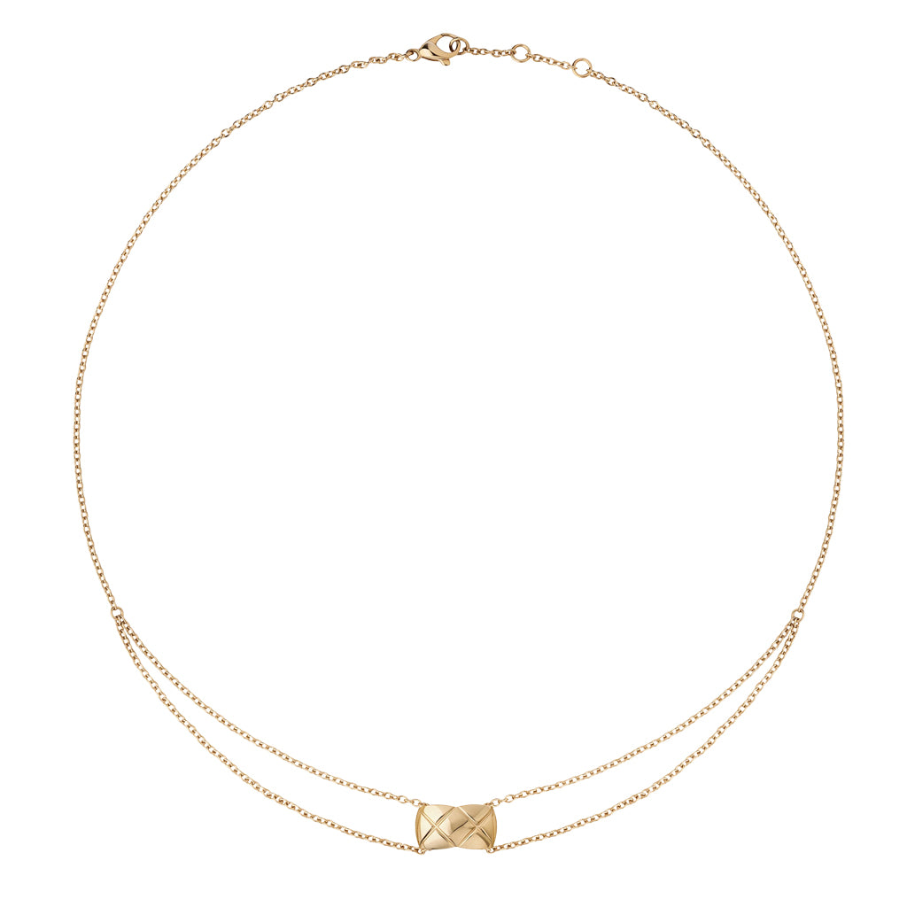 Coco Crush necklace - Quilted motif necklace in 18K BEIGE GOLD - J11356 -  CHANEL