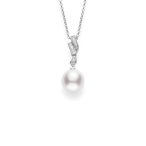 Mikimoto White South Sea Pearl Diamond Necklace  Mikimoto