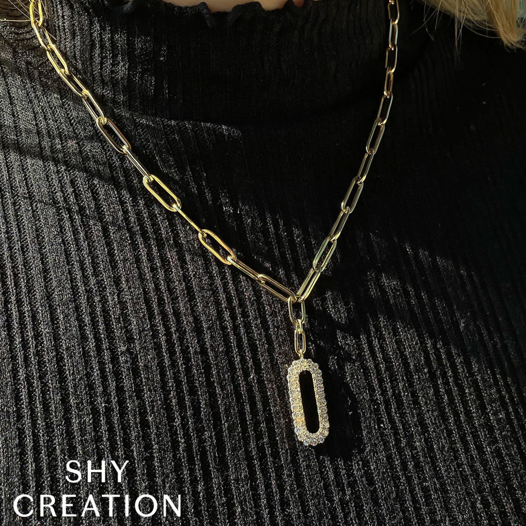 Shy Creation Kate 0.92 Ct. Diamond Paper Clip Link Necklace  Shy Creation