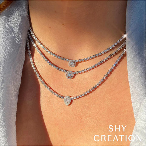 Shy Creation Adele 1.28 Ct. Diamond Pear Necklace  Shy Creation