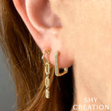 Shy Creation Kate 0.27 Ct. Diamond Rectangle Hoop Earring  Shy Creation