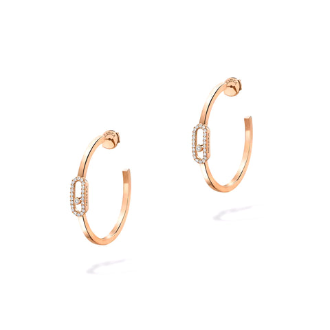 Messika Move Uno Small Hoop Earrings Pink Gold Diamond Earrings  Messika