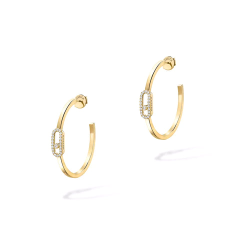 Messika Move Uno Small Hoop Earrings Yellow Gold Diamond Earrings  Messika