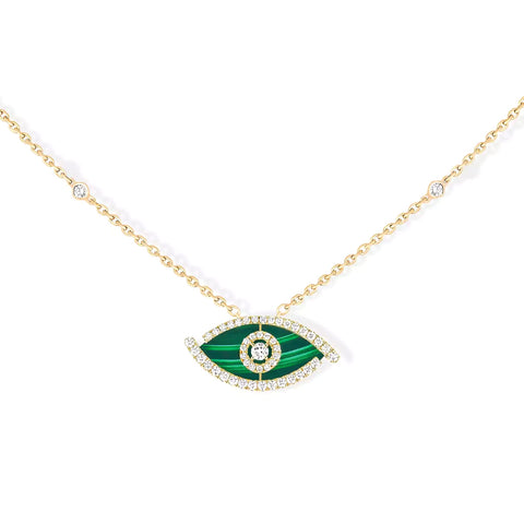 Messika Lucky Eye Malachite Yellow Gold Diamond Necklace  Messika