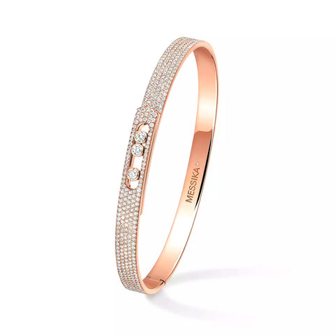 Messika Move Noa SM Full Pavé Bangle Pink Gold Diamond Bracelet  Messika