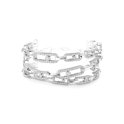 Messika Move Link 3-row Cuff White Gold Diamond Bracelet  Messika