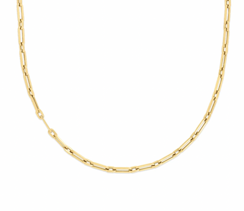 Roberto Coin 18K YELLOW DESIGNER GOLD ALTERNATING BEADED END & PAPERCLIP LINK 17 INCH CHAIN Chong Hing Jewelers