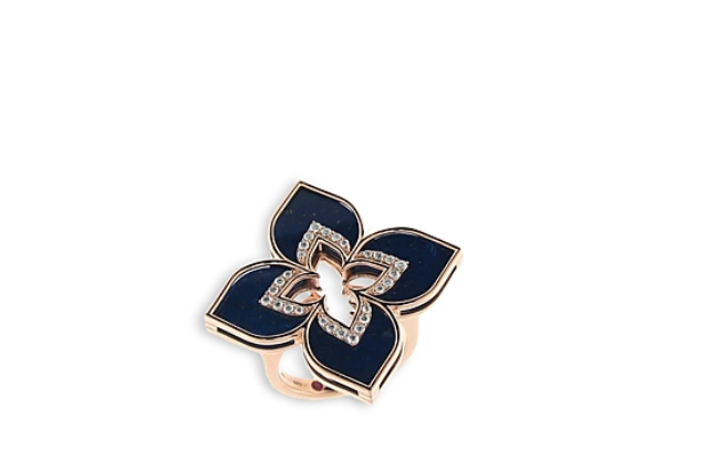 Roberto Coin Venetian Princess 18K Yellow Gold Malachite With Diamond Flower Ring Roberto Coin
