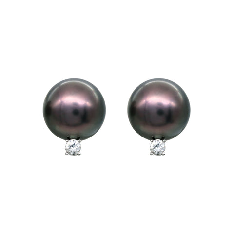 Black South Sea Pearl Diamond Earrings CH Collection