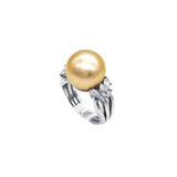 Golden South Sea Pearl Diamond Ring