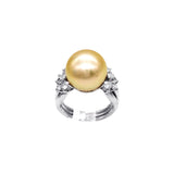 Golden South Sea Pearl Diamond Ring