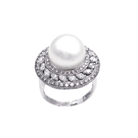 White South Sea Pearl Diamond Ring CH Collection