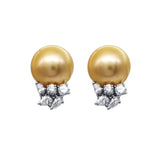 Golden South Sea Pearl Diamond Earrings