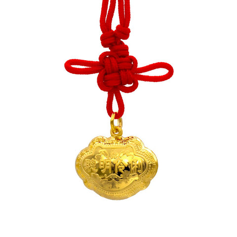 24K Gold Year of the Snake Fu Lock Necklace