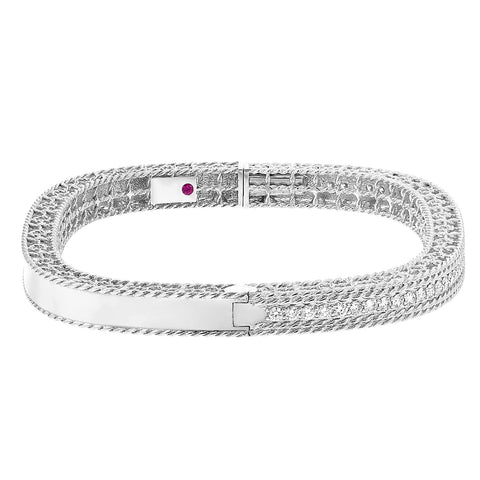 Roberto Coin Princess White Gold Narrow Bangle Bracelet with Diamonds  Roberto Coin