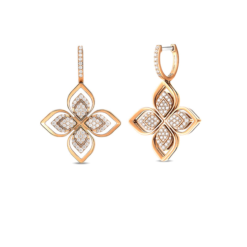 Roberto Coin Venetian Princess Pave Open Frame Diamond Flower Earrings