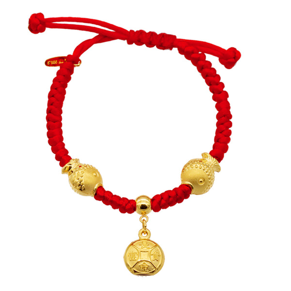 24K Gold Year of the Snake Longevity Bracelet - 24KTBRT3.64G2B1D ...