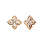 Roberto Coin Princess Flower Diamond Post Earrings in Rose & White Gold  Roberto Coin