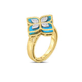 Roberto Coin Princess Flower Turquoise And Diamond Flower Ring  Roberto Coin