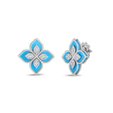 Roberto Coin Venetian Princess Turquoise and Diamond Flower Earrings  Roberto Coin