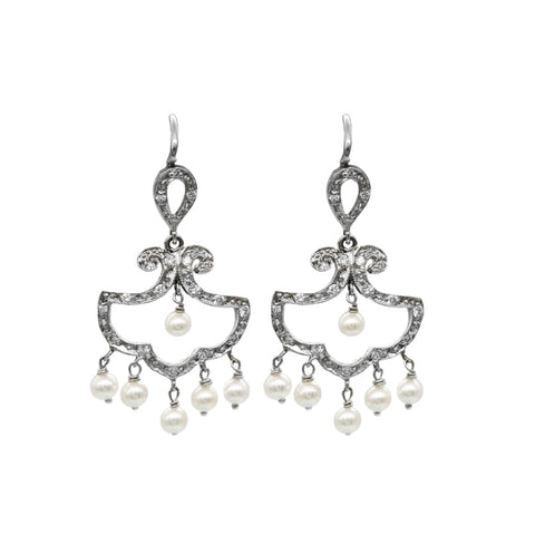 White South Sea Pearl Diamond Earrings CH Collection