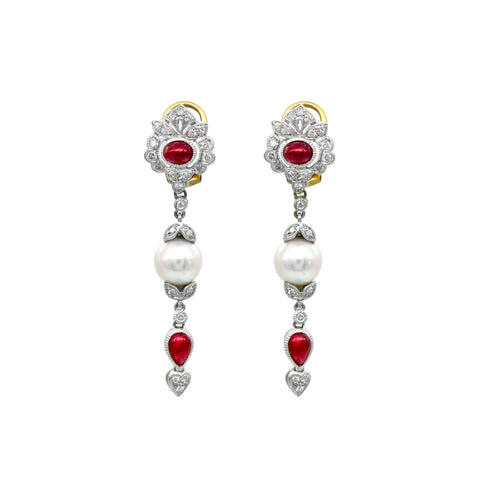 White South Sea Pearl Diamond Earrings CH Collection