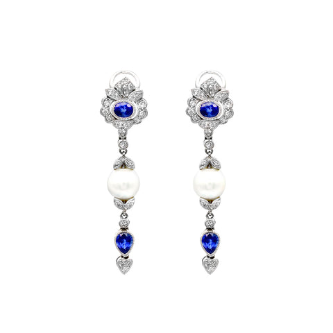 White South Sea Pearl Diamond Earrings CH Collection