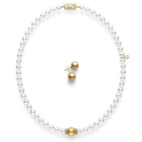 Mikimoto Fusion Akoya and Golden South Sea Cultured Pearl Necklace with Gold South Sea Earrings