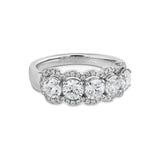 Hearts On Fire Halo 18KW 5 Stone Diamond Band