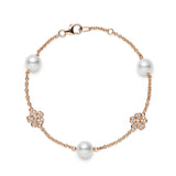 Mikimoto Cherry Blossom Akoya Cultured Pearl and Diamond Bracelet in 18K Pink Gold  Mikimoto