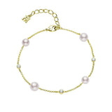 Mikimoto Akoya Cultured Pearl and Diamond Station Bracelet  Mikimoto