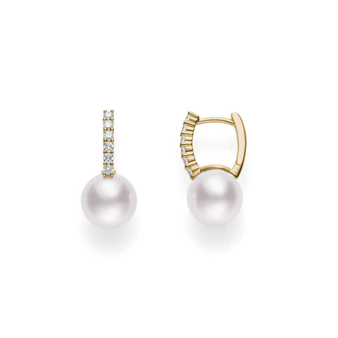 Mikimoto Classic Elegance Akoya Cultured Pearl and Diamond Earrings