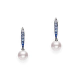 Mikimoto Akoya Cultured Pearl Mikimoto Ocean Earrings with Sapphire