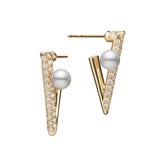 Mikimoto Akoya Cultured Pearl and Diamond V Code Earrings
