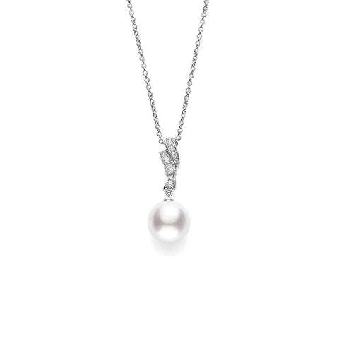 Mikimoto White South Sea Pearl Diamond Necklace  Mikimoto