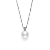 Mikimoto White South Sea Cultured Pearl and Pavé Diamond Pendant in 18K White Gold  Mikimoto