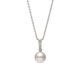 Mikimoto Akoya Cultured Pearl Diamond Pendant and Chain  Mikimoto