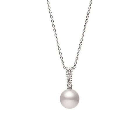 Mikimoto Akoya Cultured Pearl Diamond Pendant and Chain  Mikimoto