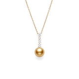 Mikimoto Golden South Sea Cultured Pearl Pendant with Diamonds in 18K Yellow Gold  Mikimoto