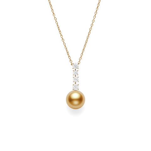 Mikimoto Golden South Sea Cultured Pearl Pendant with Diamonds in 18K Yellow Gold  Mikimoto