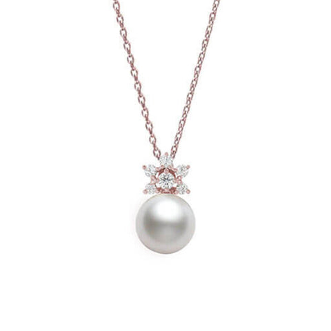 Mikimoto Akoya Cultured Pearl & Diamond Star Necklace 18K