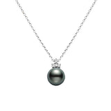 Mikimoto Black South Sea Pearl And Diamond Cluster Necklace  Mikimoto