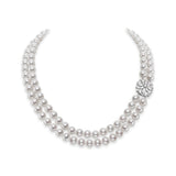 Mikimoto Classic Akoya Double Strand Necklace with Diamonds