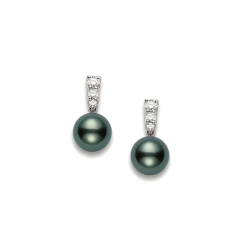 Mikimoto Morning Dew Black South Sea Cultured Pearl Earrings  Mikimoto