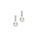 Mikimoto Akoya Morning Dew Diamond Earrings  Mikimoto